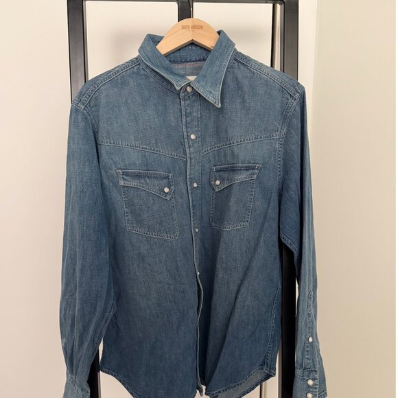 Buck Mason Men's NWT Lubbock Longhorn Japanese Denim Chambray Shirt Size L - Picture 7 of 8